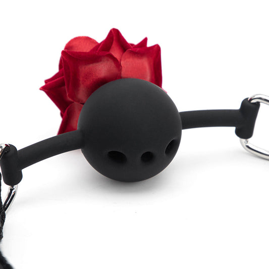 Crimson Bloom Silicone Rose Ball Gag