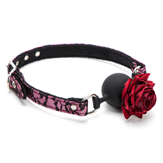 Crimson Bloom Silicone Rose Ball Gag