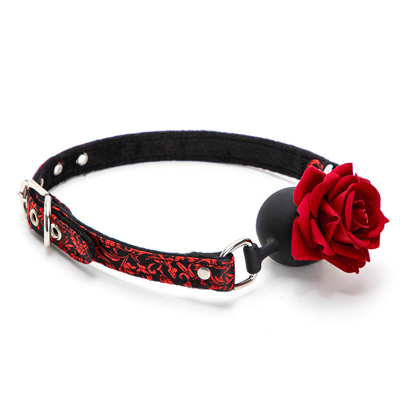 Crimson Bloom Silicone Rose Ball Gag