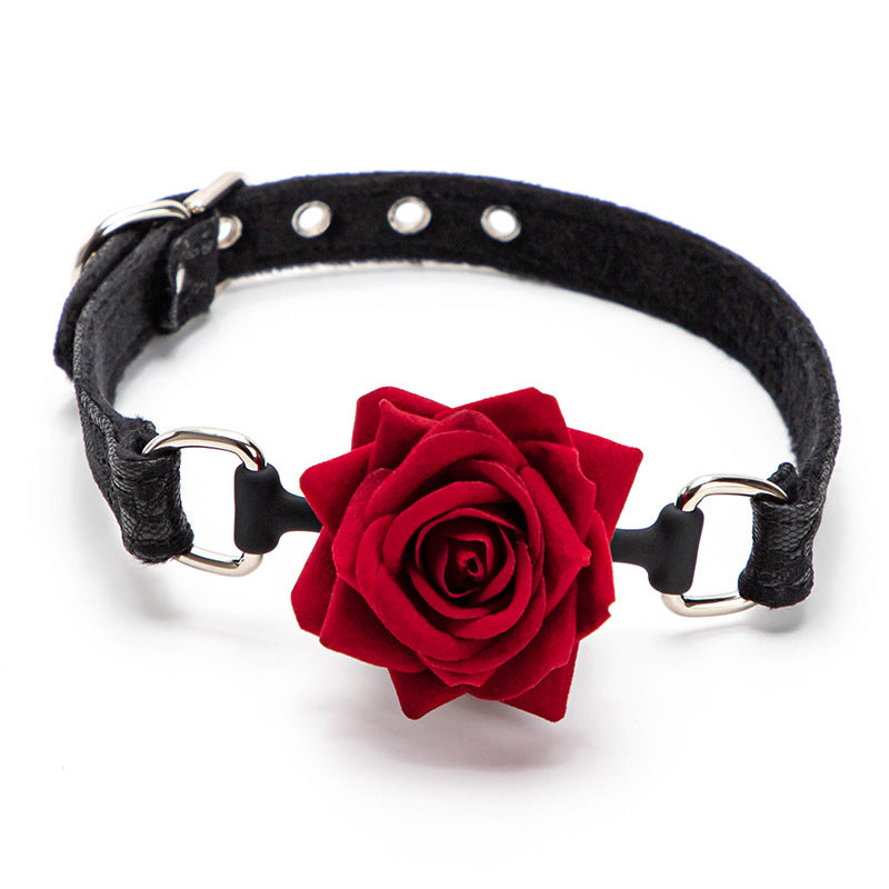 Crimson Bloom Silicone Rose Ball Gag