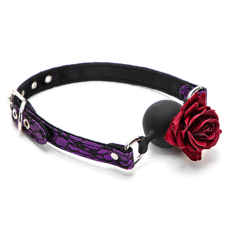 Crimson Bloom Silicone Rose Ball Gag