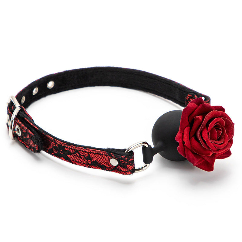 Crimson Bloom Silicone Rose Ball Gag