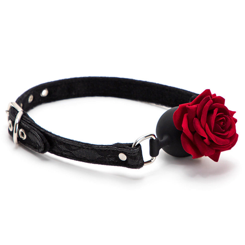 Crimson Bloom Silicone Rose Ball Gag